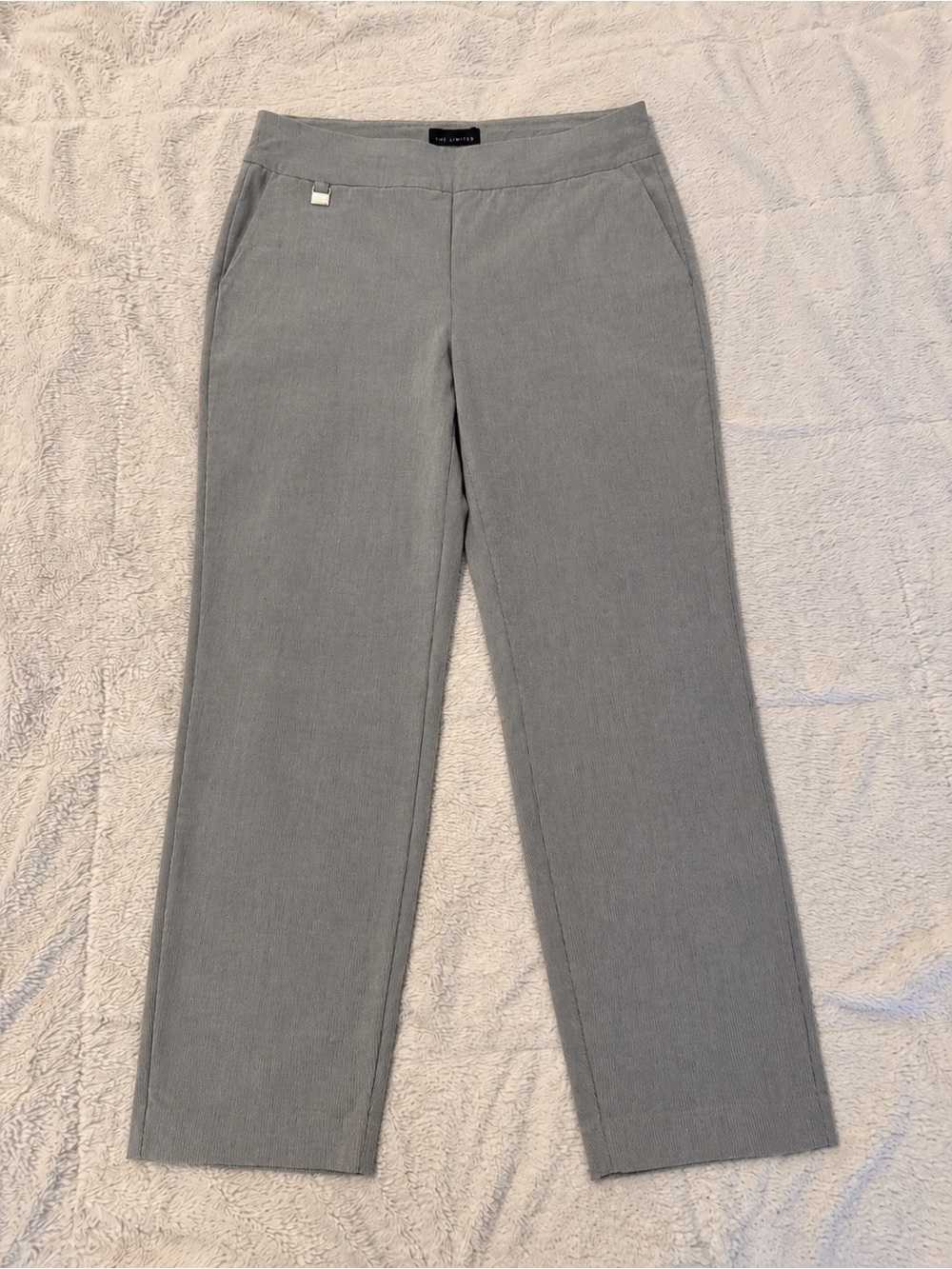 Premise Light Gray Striped Stretch Ankle Dress Pants